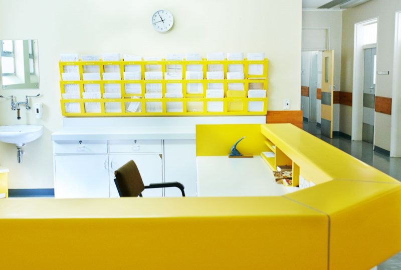 Picture of a desk admin aisle